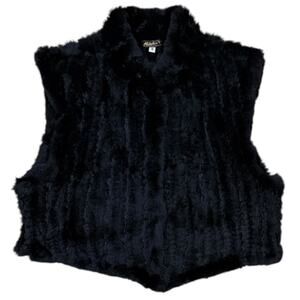 Vintage Mitchie's Knitted Rabbit Fur Vest In Black